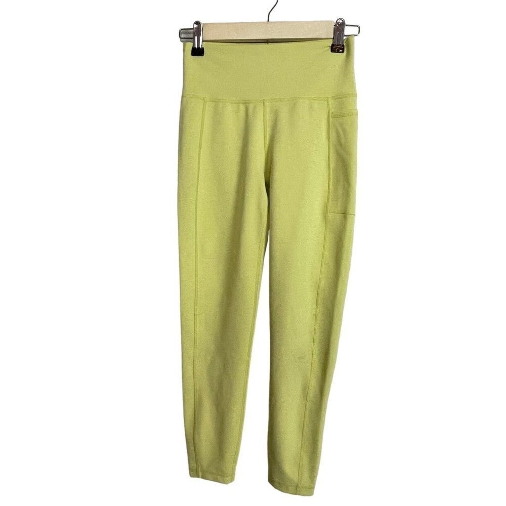Sweaty Betty‎ Super Sculpt 7/8 Length Leggings Size S Chartruese Yellow Pocket
